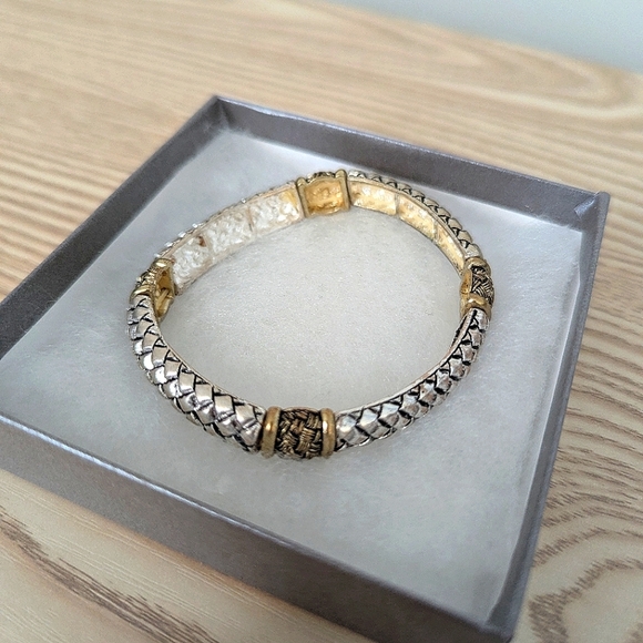 Mixed Metal Stretchable Bangle - Picture 1 of 4